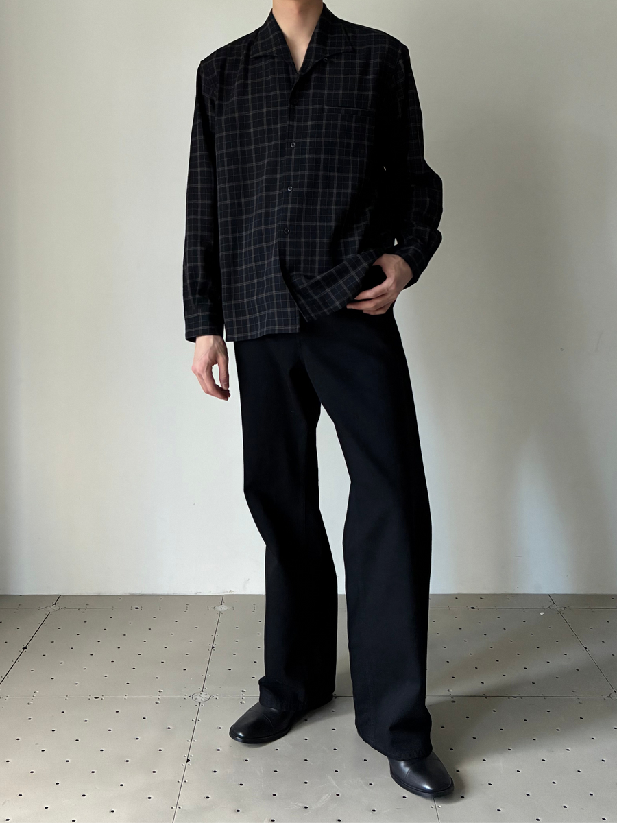 VUJA DE (ヴジャデ) | PIERCE SHIRT IN WOOL & LINEN BLACK – ADDITION
