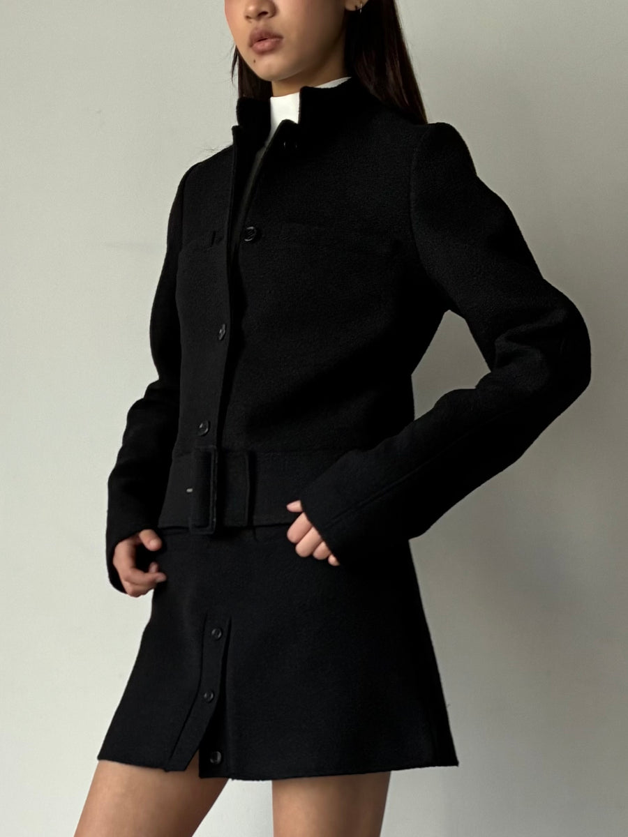 courrèges (クレージュ) | BUCKLE HERITAGE TWEED JACKET BLACK