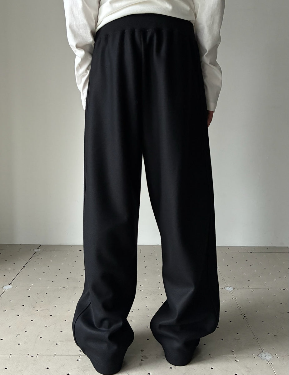パンツ JIL SANDER Women Straight Pants JSPR301425 BLACK JIL SANDER STRAIGHT BAGGHY PANTS WITH ELASTICATED RIBBED