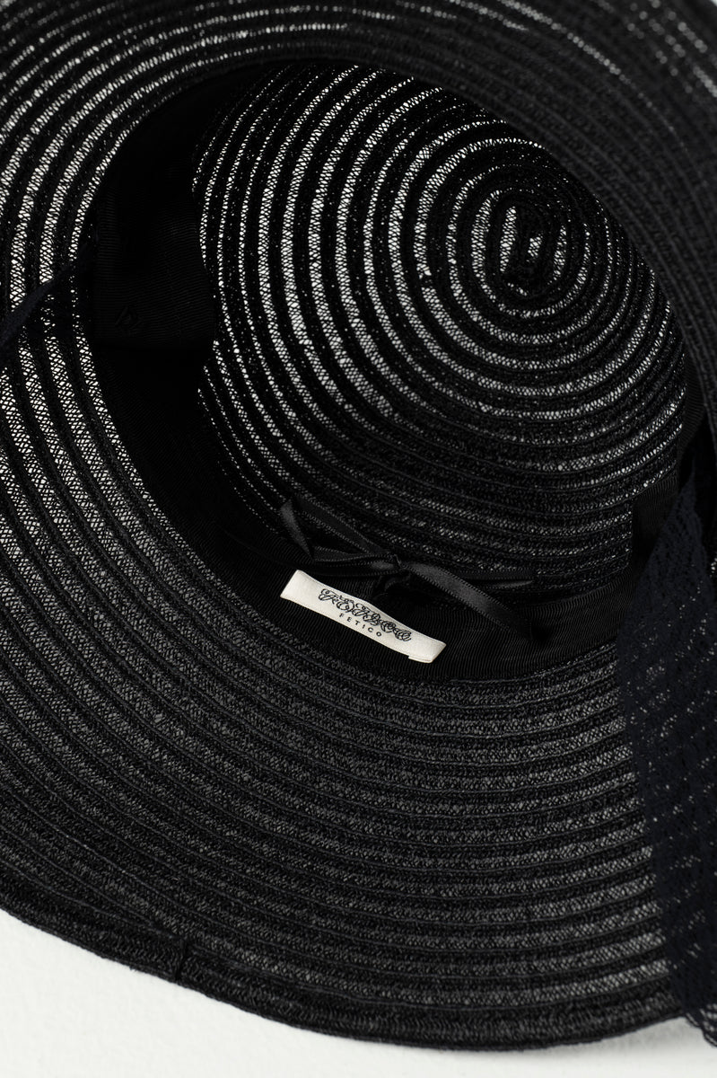 FETICO (フェティコ) | STRAW HAT WITH LACE RIBBON BLACK – ADDITION