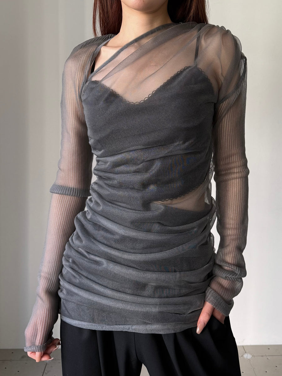 FETICO SHEER GATHERED KNIT TOP フェティコ 正規取扱店