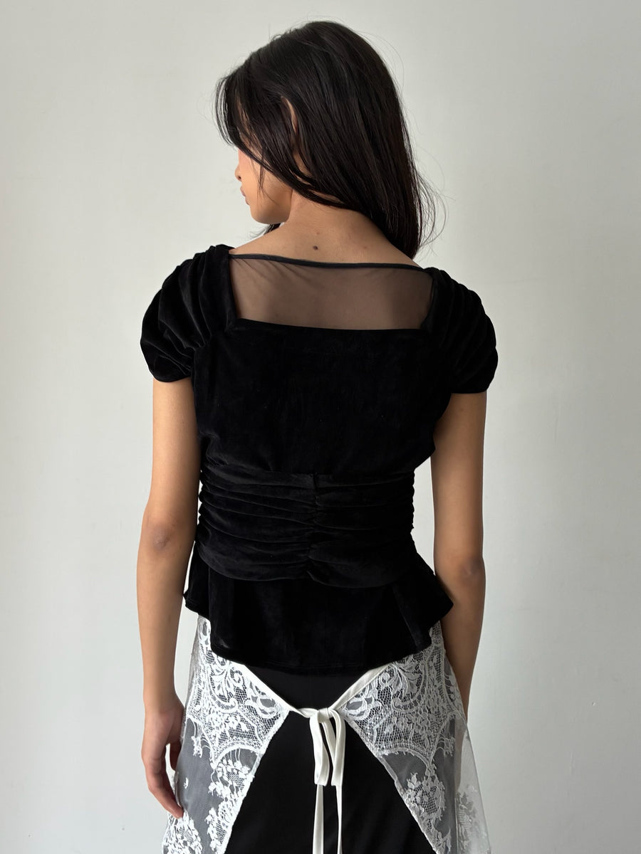 FETICO (フェティコ) |【FTC262-0410】VELVET TULLE GATHERED TOP