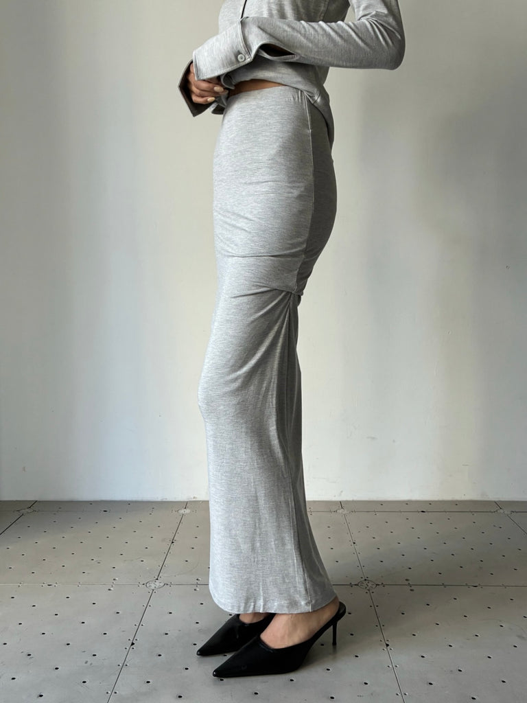 【263-WRB0416-FB0676-039】Draped Jersey Skirt GREY