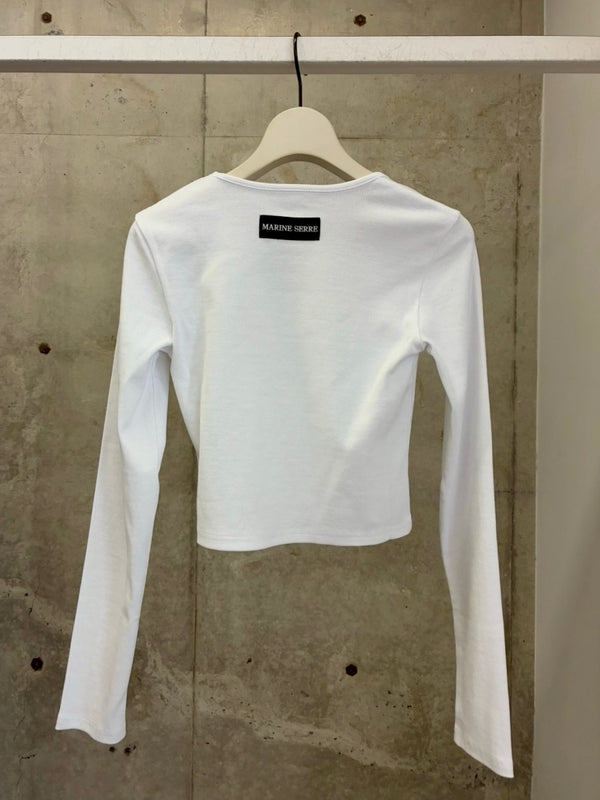 MOON LOGO JERSEY LS ROUNDNECK TOP WHITE