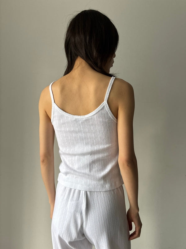 【33SR02TO11076326GY03】Signature Logo Pointelle Tank WHITE