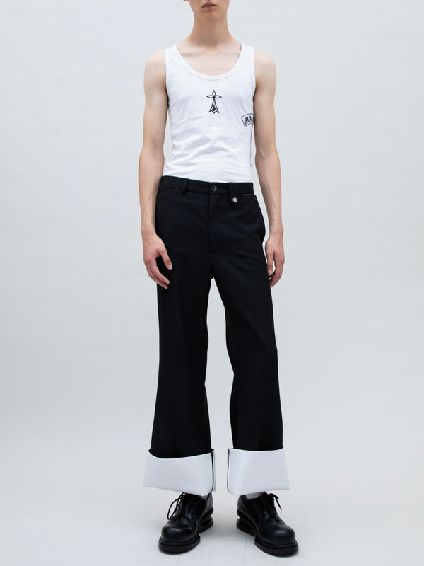 CONTRASTED HEM SUIT PANT BLACK