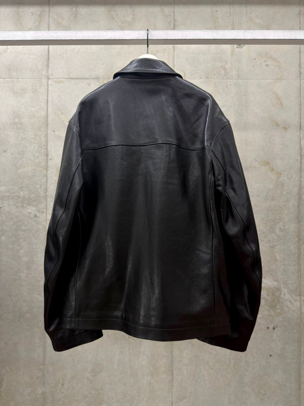 【OW1272 LL0242】LEATHER SINGLE BREASTED JACKET BLACK