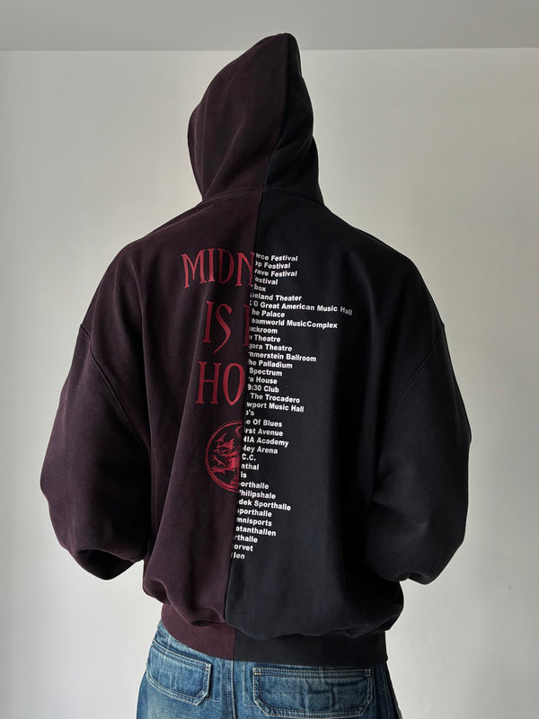 COF CUT-UP OVERSIZED ZIP-UP HOODIE BLACK