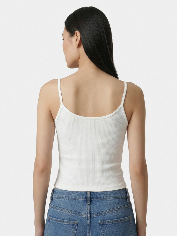 【33SR02TO11076326GY03】Signature Logo Pointelle Tank WHITE