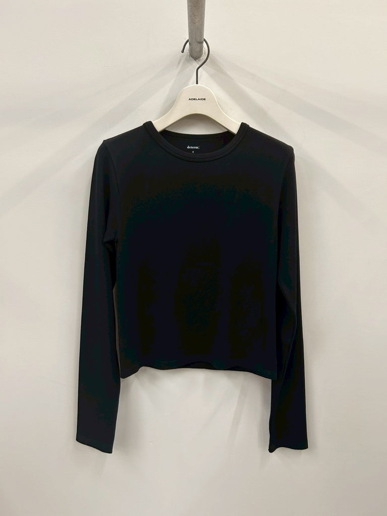 COLLAGEN RIBBED LONG SLEEVE T-SHIRT BLACK