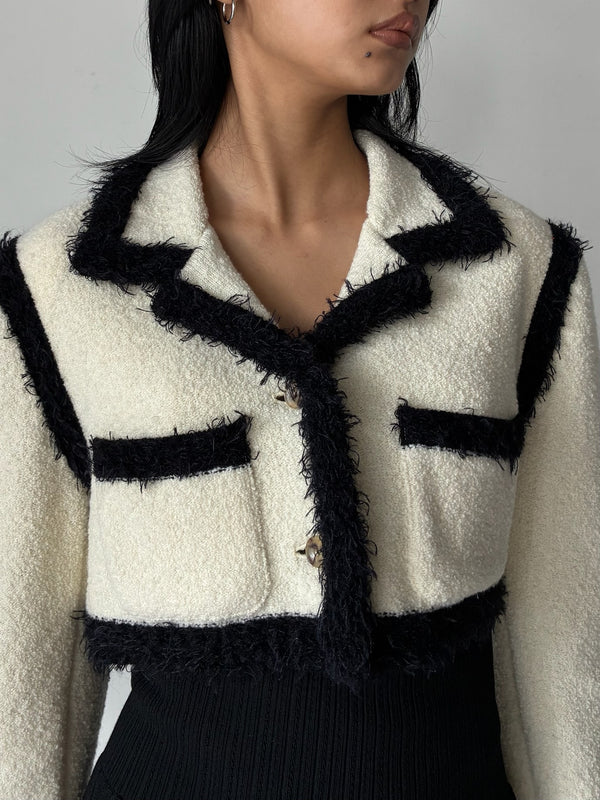 BOUCLE KNIT SHORT JACKET OFFWHITE