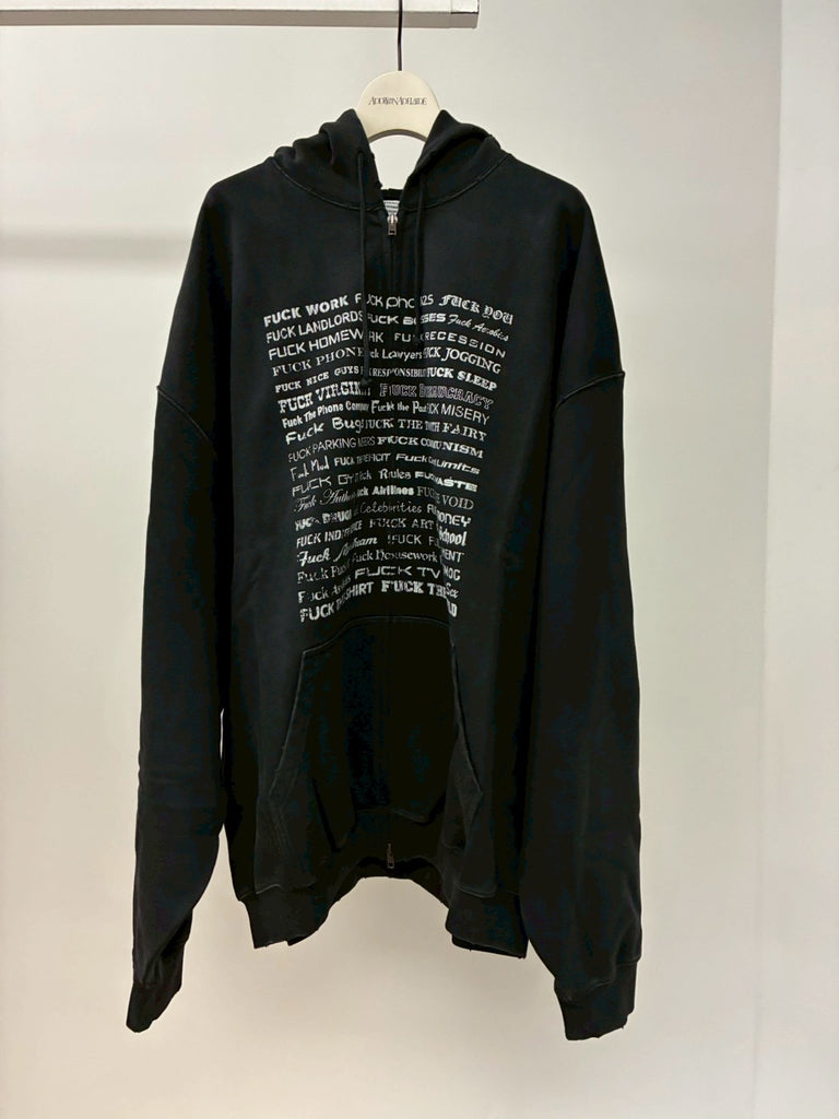 【ME76ZU211BX】FUCK EVERYTHING ZIP-UP HOODIE BLACK