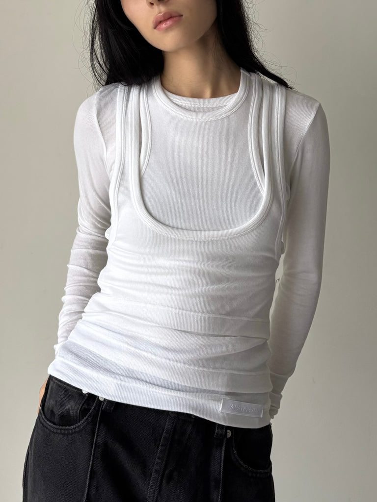 【34AP00APJETO06061】3 LAYER L/S TOP WHITE