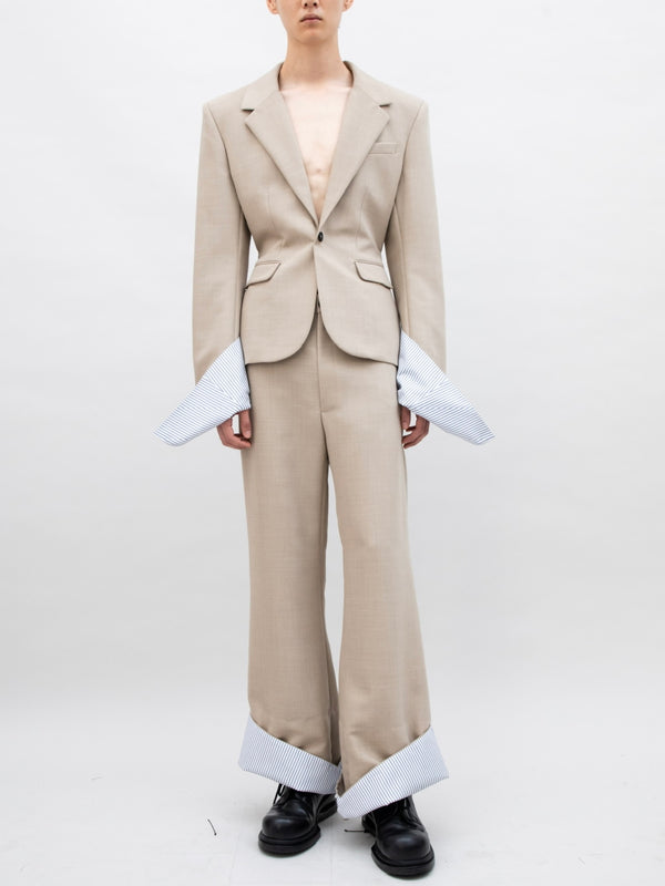 STRUCTURED OPEN CUFF JACKET BEIGE