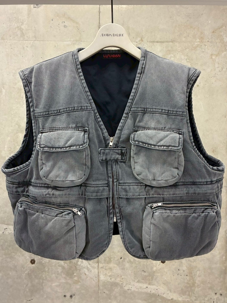WADDED CARGO VEST GREY