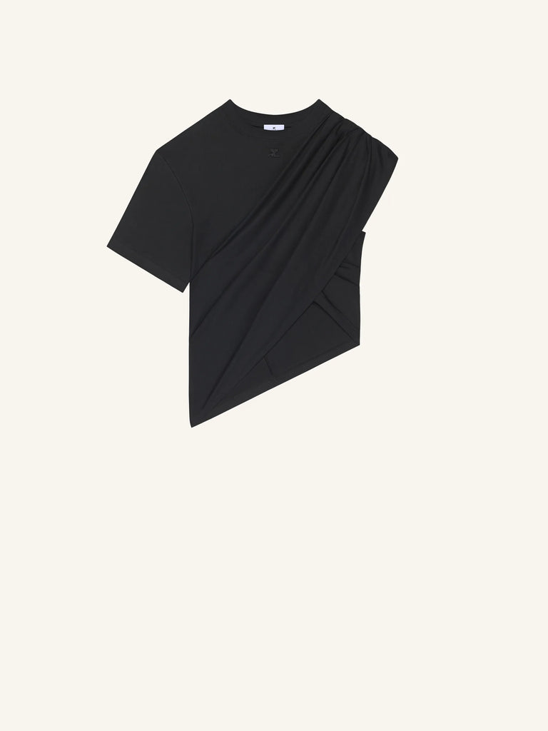 【226JTS241JS0290】ASYMMETRICAL TWIST T-SHIRT BLACK