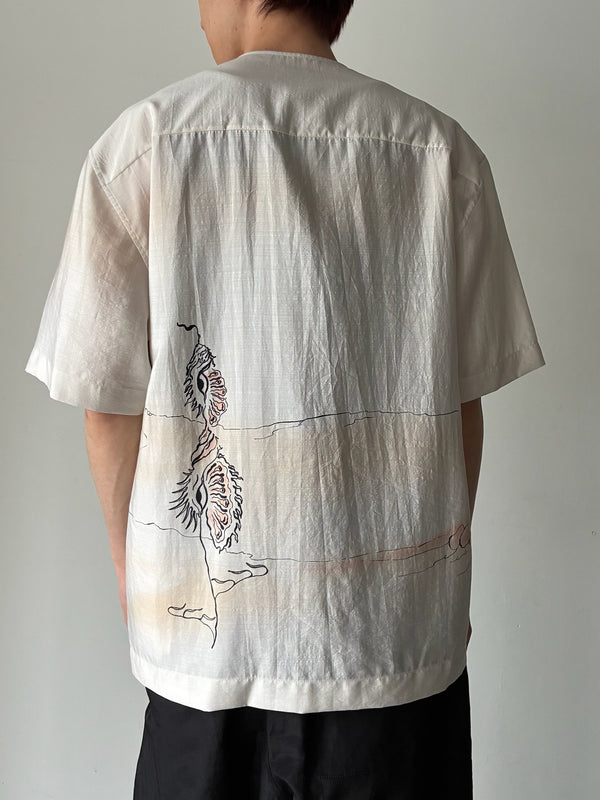 【OT0012 LF1603】BUTTON NECK TOP OFF WHITE