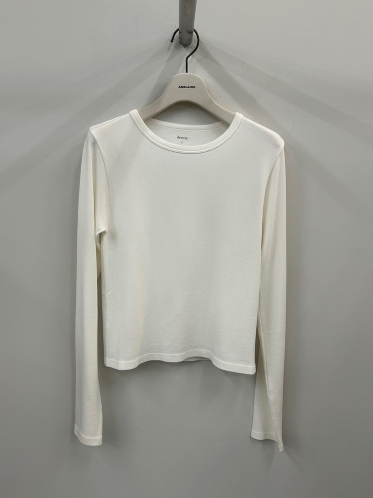 COLLAGEN RIBBED LONG SLEEVE T-SHIRT OFF WHITE