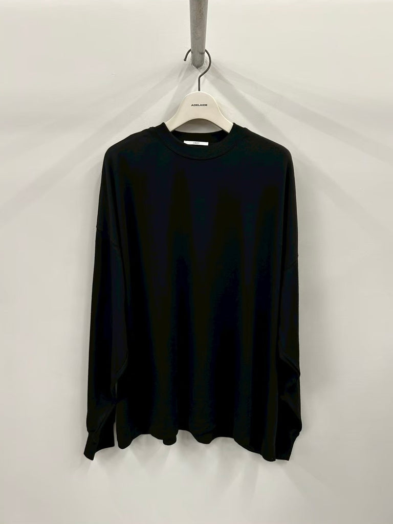 WOOL LONG SLEEVE TEE BLACK