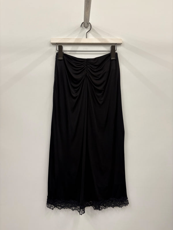 【FTC264-0407B】SATIN JERSEY DRAPED SKIRT BLACK