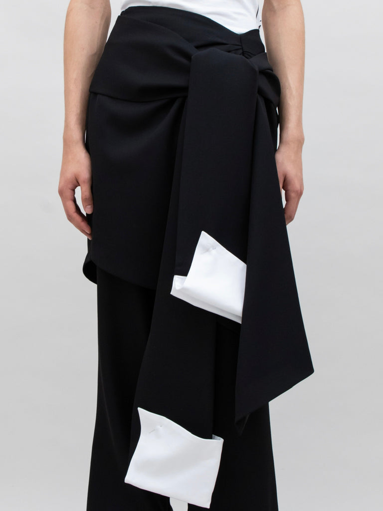 WOOL PANNELED SKIRT BLACK