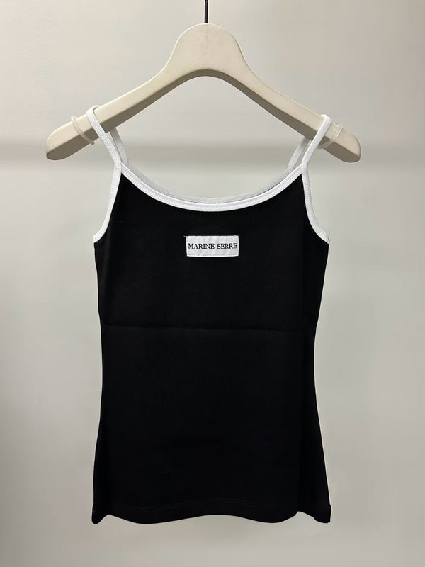 MOON LOGO RIBBED JERSEY TANK TOP BLACK