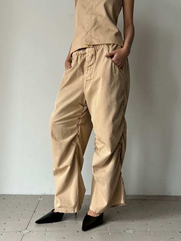【S14-267 (S18)】NO.267 THIN CANVAS DRAPED TROUSERS BEIGE