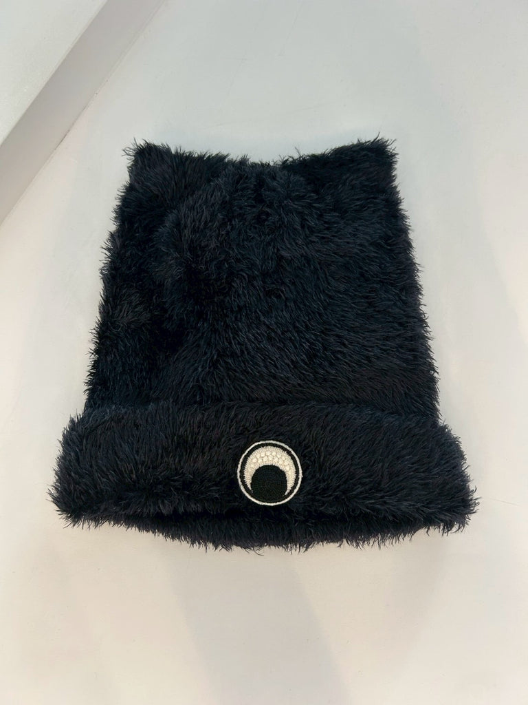 WILD FLUFFY KNIT KAWAII BEANIE BLACK