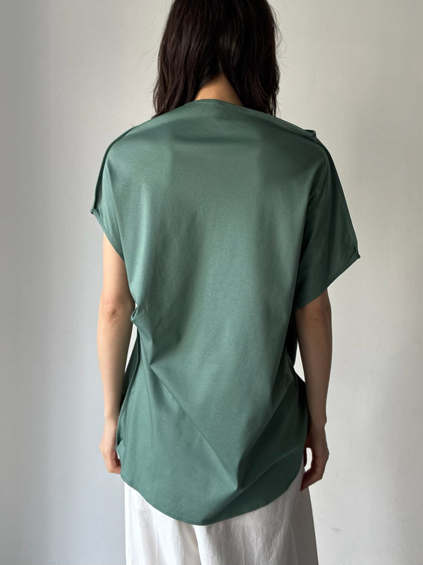 【034-026-CT017】SIDE TUCK COTTON TOPS GREEN