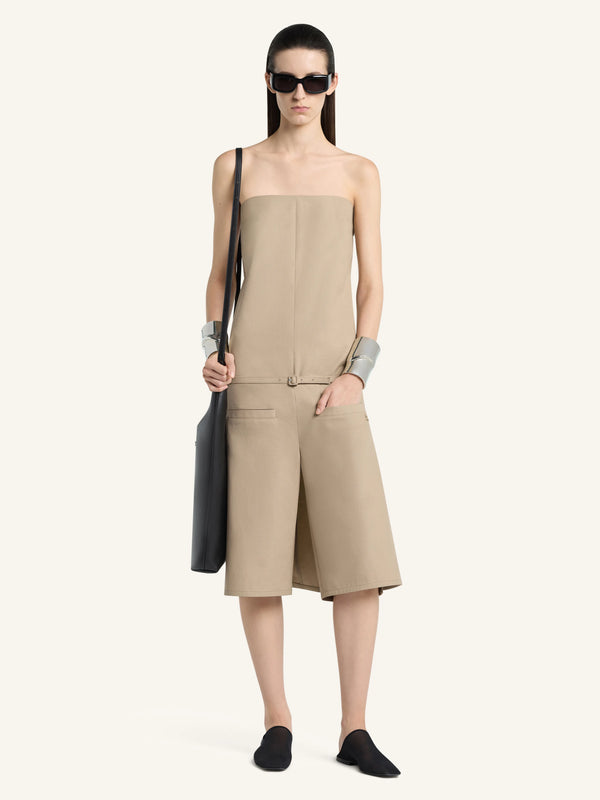 【226CCB057CO0134】BELTED BUSTIER COTTON CANVAS ALLOVER BEIGE