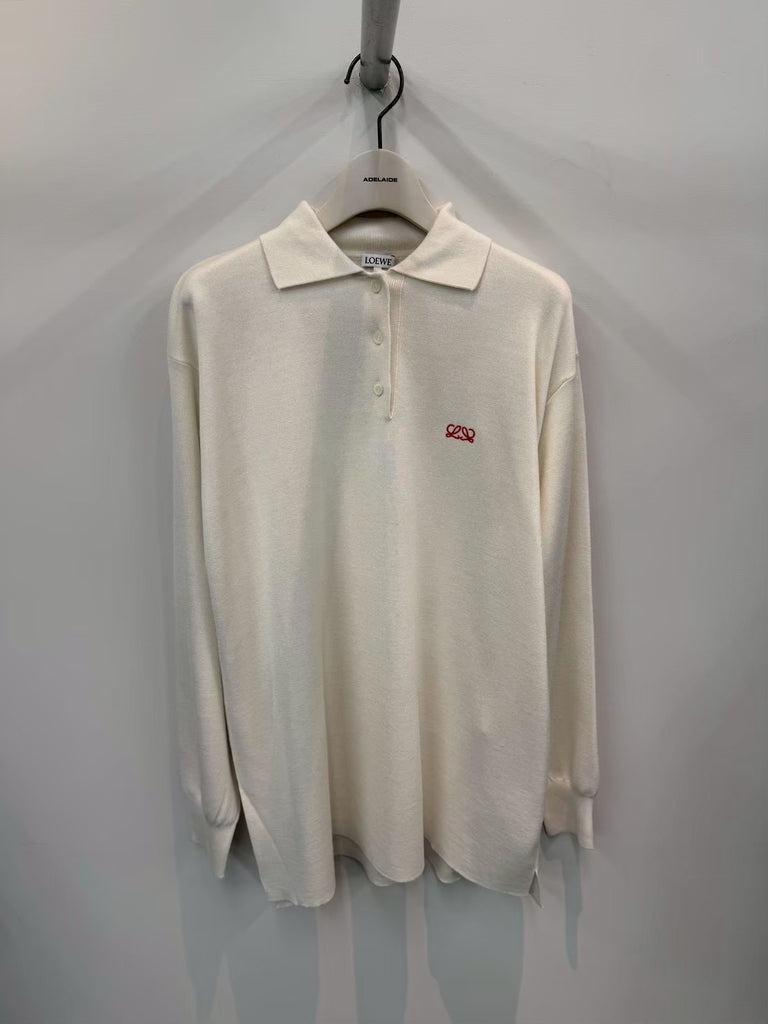 【S540Y14KHJ】POLO SWEATER WHITE