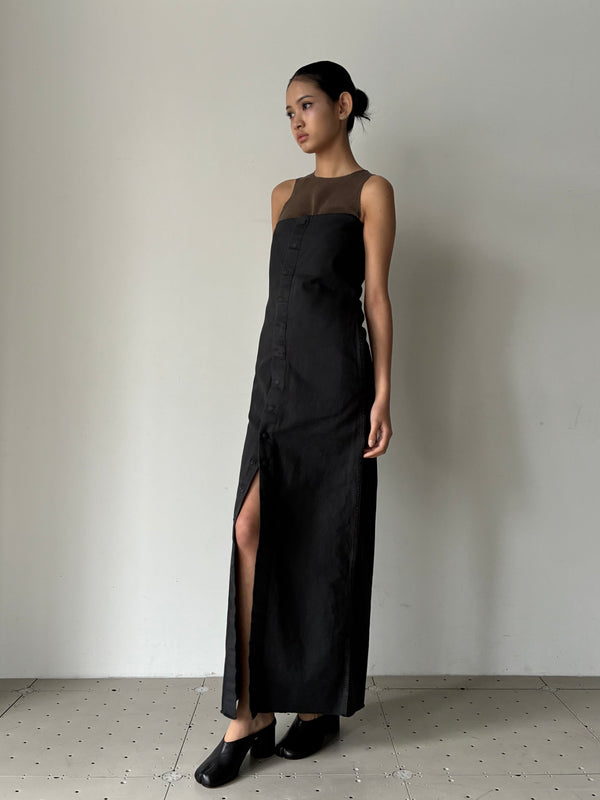 【S13-226 (S18)】NO.226 THIN CANVAS SNAP DRESS BLACK