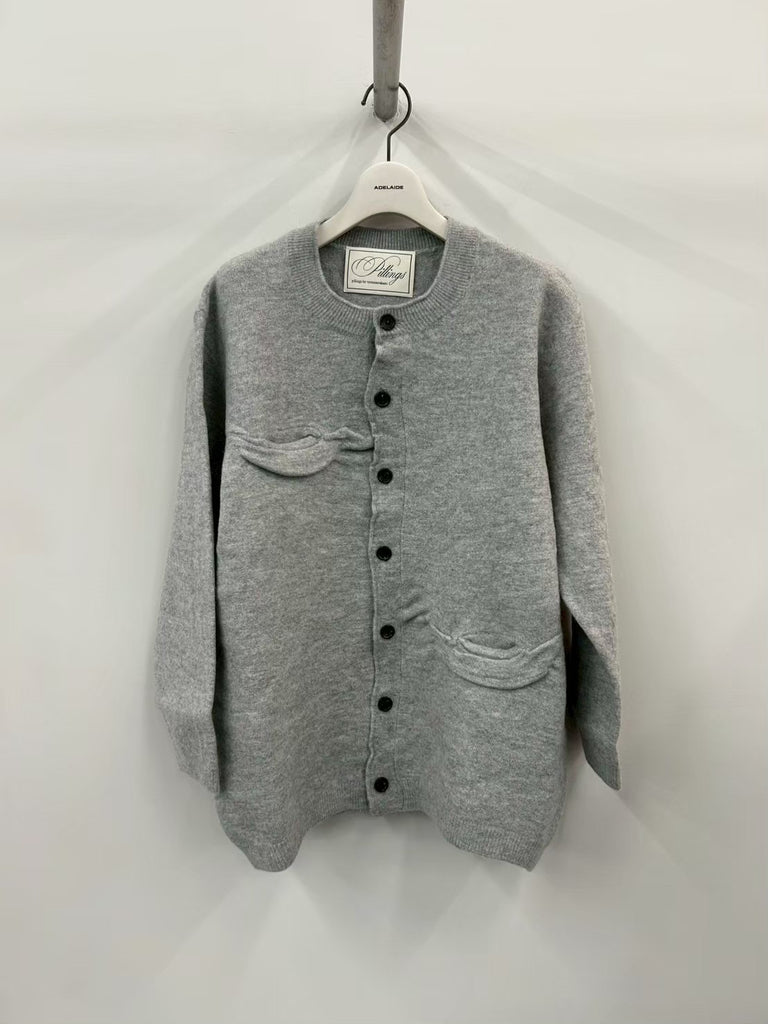 DISTORTED CARDIGAN GREY