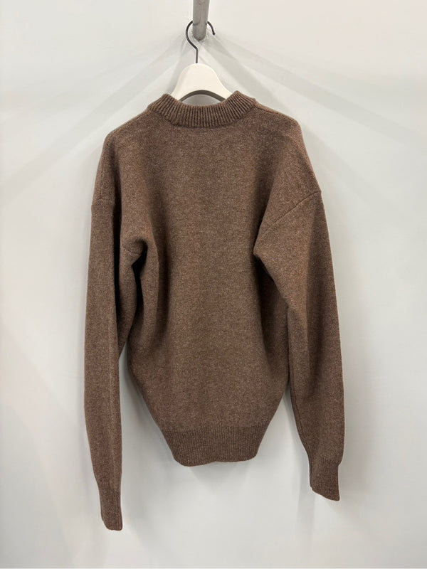 BOXY V NECK SWEATER BROWN