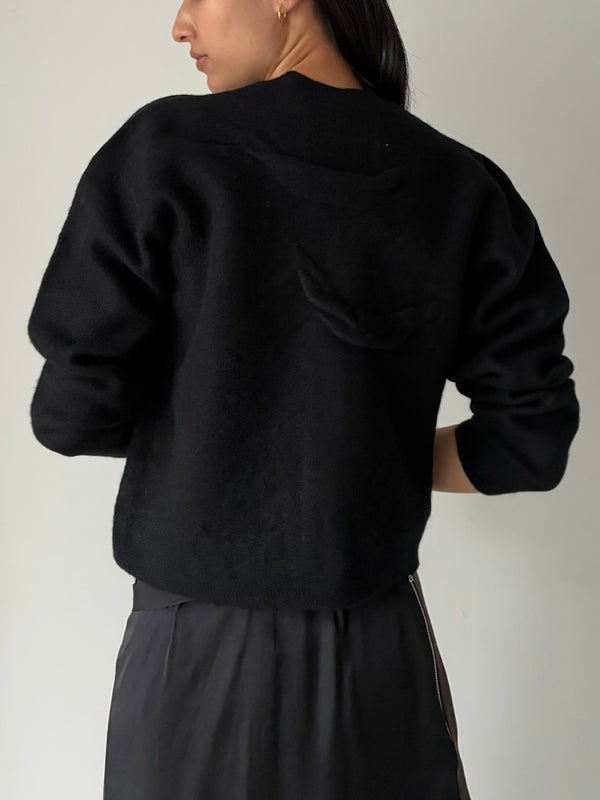 DISTORTED CARDIGAN BLACK