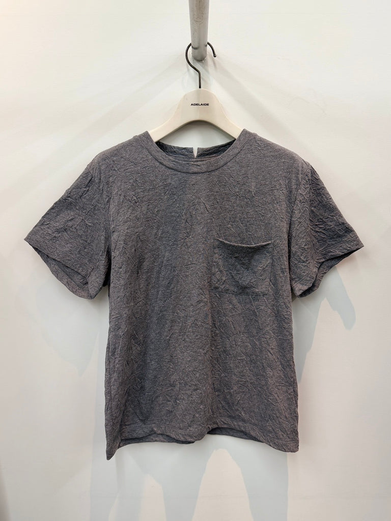 OTTO CRINKLED POCKET T-SHIRT IN COTTON GREY