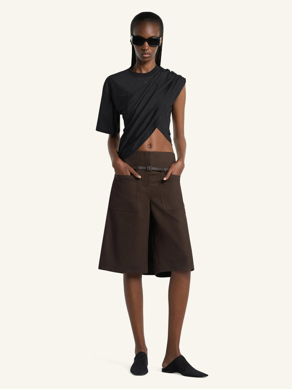 【226JTS241JS0290】ASYMMETRICAL TWIST T-SHIRT BLACK