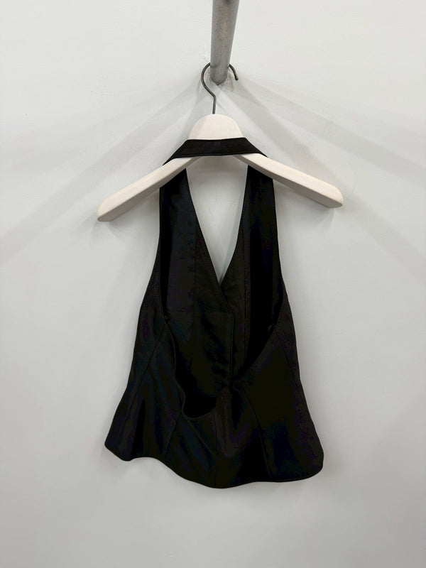 【034-026-WJ55】LINEN GILET BLACK