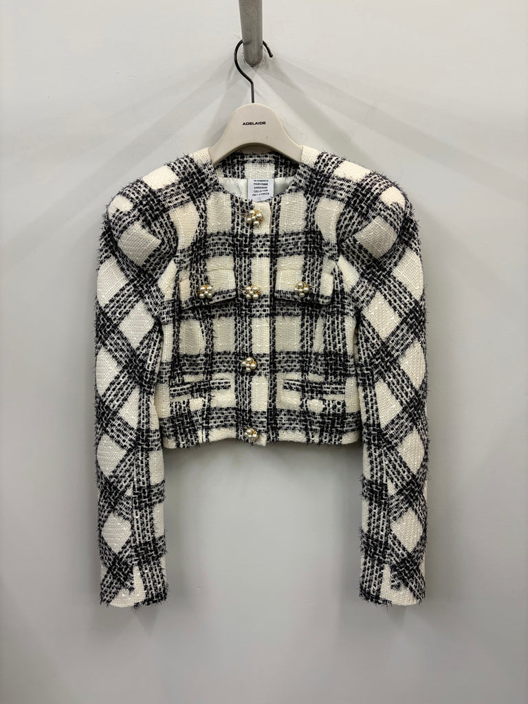 【WH27JA025WC】ROUND SHOULDER TWEED JACKET WHITE