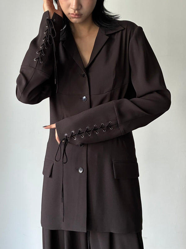 CREPE SHIRT JACKET	BROWN