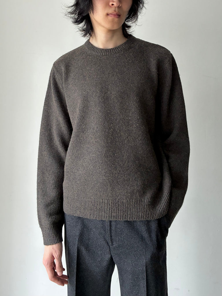 【264-mrt0036-ya0315-453】CAMEL HAIR CREW BROWN