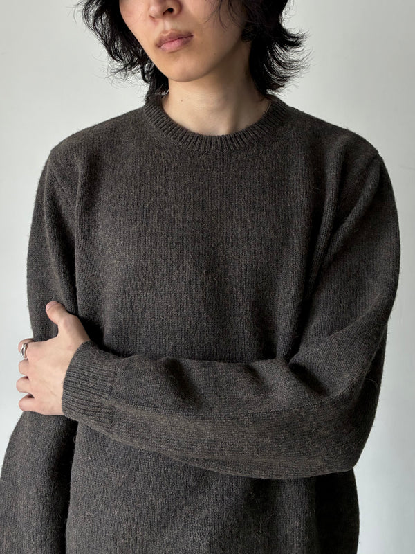 【264-mrt0036-ya0315-453】CAMEL HAIR CREW BROWN