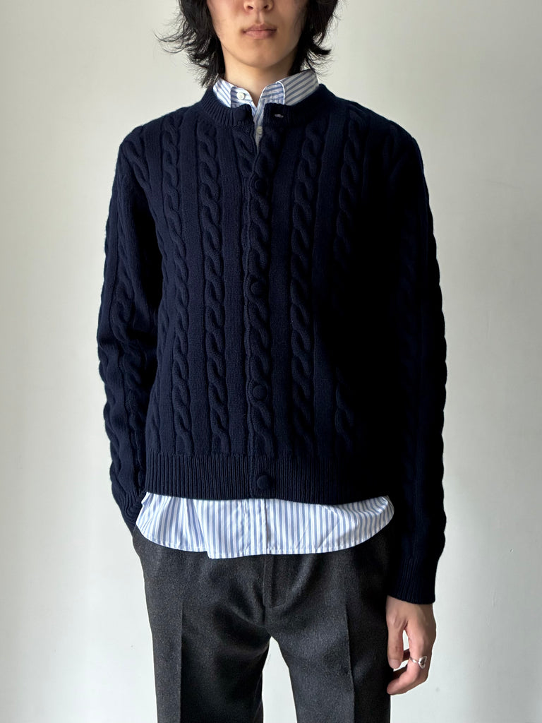【264-MRT025-YA0351-353】CABLE CARDIGAN NAVY