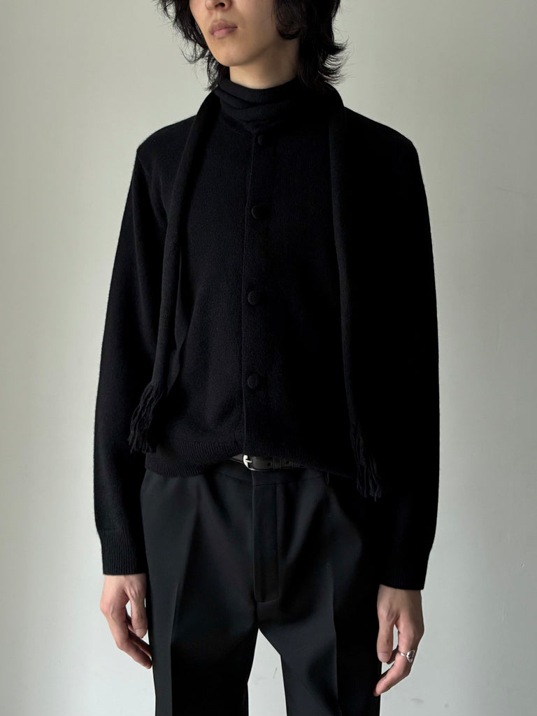 【264-MRT0065-YA0316-001】SCARF CARDIGAN BLACK