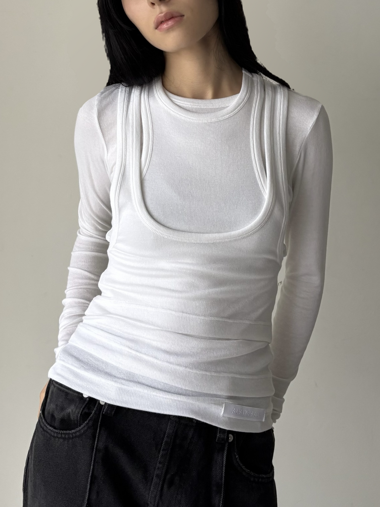 【34AP00APJETO06061】3 LAYER L/S TOP WHITE