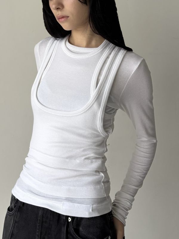【34AP00APJETO06061】3 LAYER L/S TOP WHITE