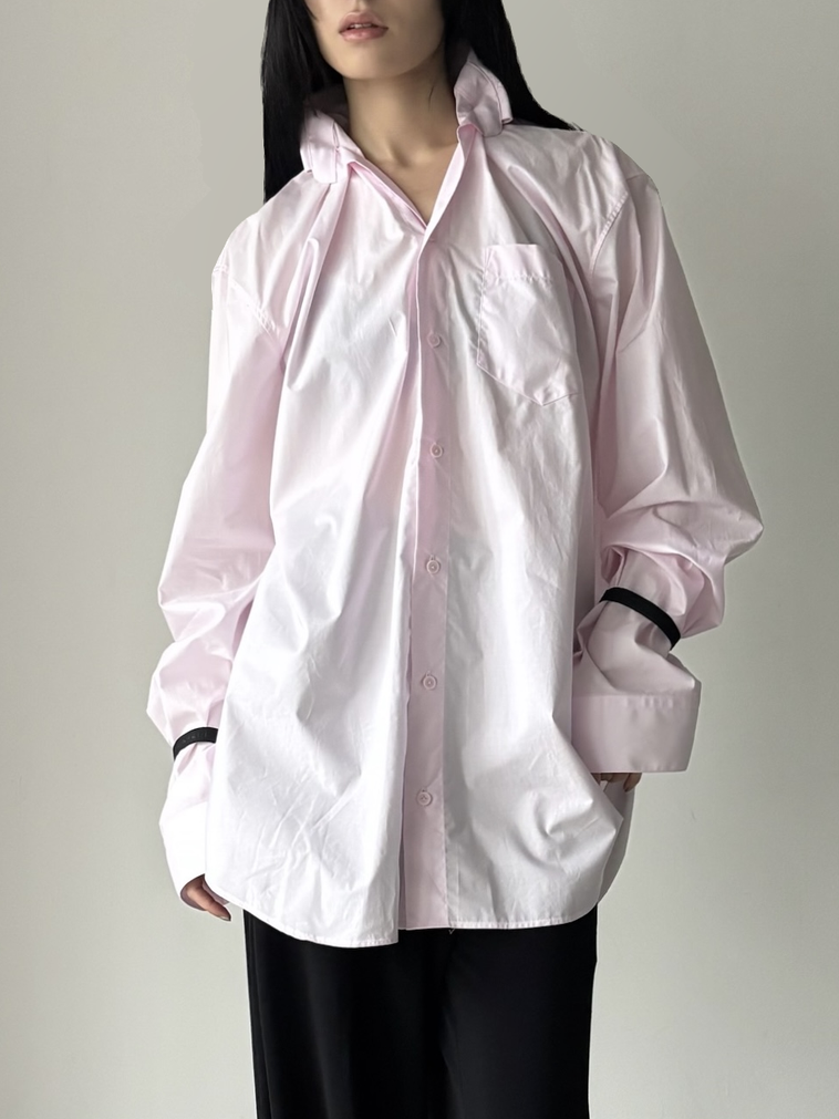 【34AP00APSHTO06011】ELASTICATED COLLAR SHIRT PINK