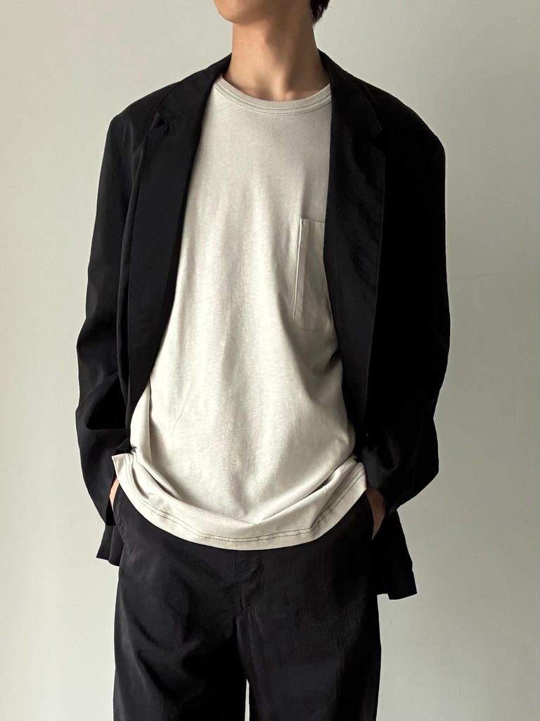 【JA1097 LF1308】SOFT DB JACKET OFF BLACK