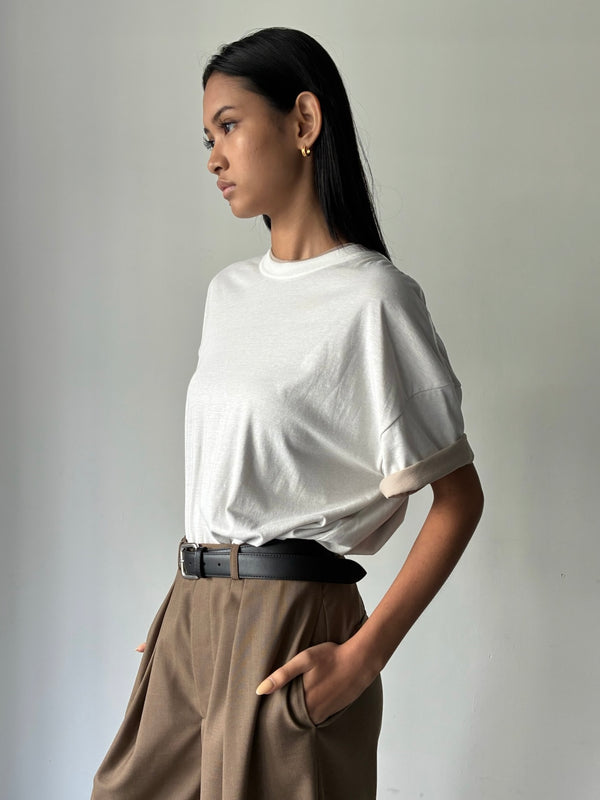 【035-026-CT022】Cotton Cashmere T Shirt WHITE