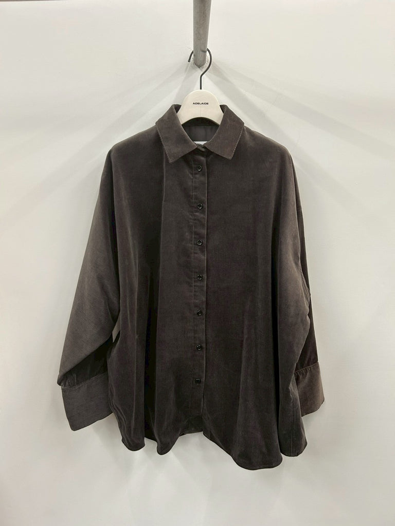 FINX COTTON CORDUROY SHIRT CHACOAL GREY